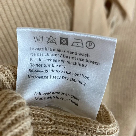 Sezane Wool Blend Back Lace Up Sweater Camel Size Small - Picture 6 of 7